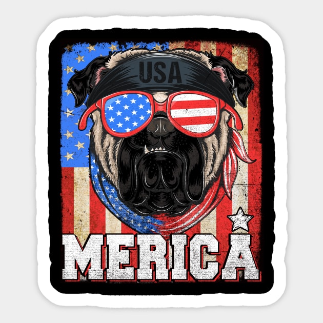 Funny Merica Retro Flag US Amirican Pitbull Patriotic Shirt Sticker by drag is art